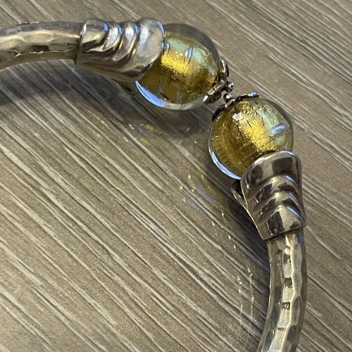 Silver 925 bracelet with Murano and gold leaf, used