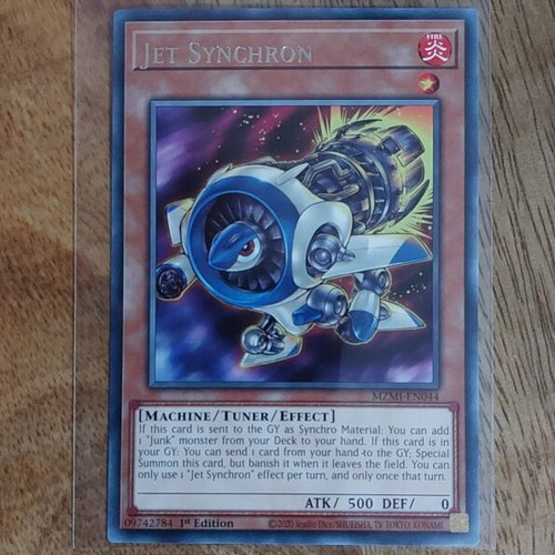 Yu-Gi-Oh Card Jet Synchron V.1 Rare 1st Edition near mint with sleeve