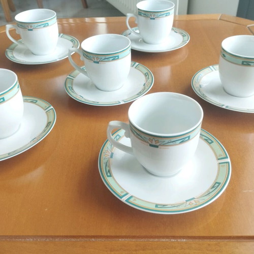 Crown Regent vintage coffee cup set of 6 green and gold like new