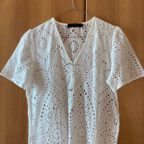 Celestino short-sleeve perforated shirt new white size M