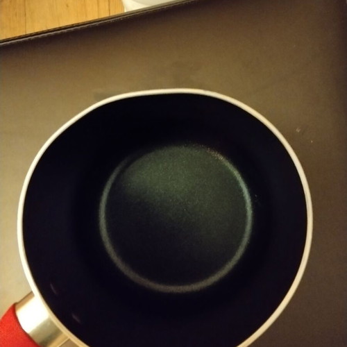 Presto Mini Tescoma saucepan 12cm red with slight rim bend