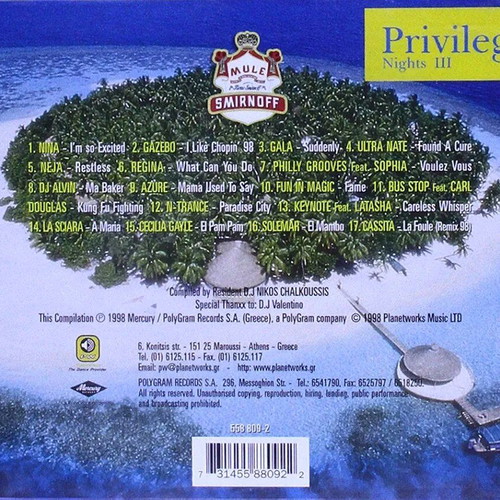 Privilege Nights III CD new from Smirnoff with 17 tracks