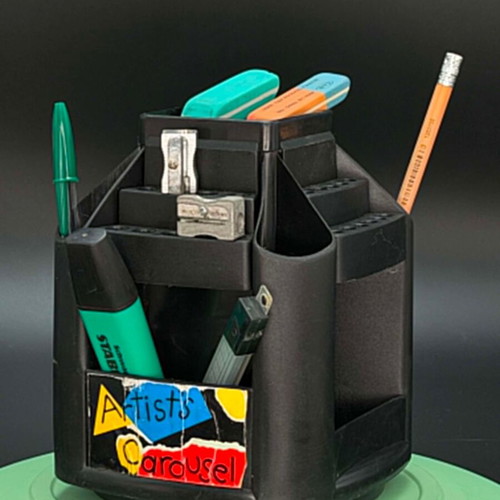 Artists Carousel rotating pencil holder vintage 1980 used, black