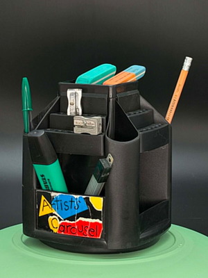 Artists Carousel rotating pencil holder vintage 1980 used, black