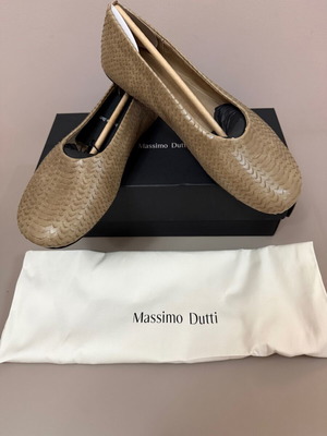 Massimo Dutti δερμάτινες μπαλαρίνες, καφέ, μέγεθος 38