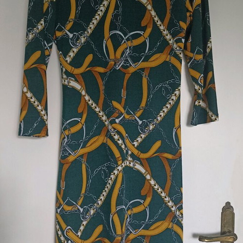 Printed wrap dress size L with long sleeves like new
