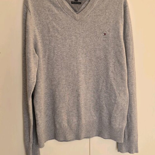 Tommy Hilfiger sweater with cashmere and cotton like new, gray-blue medium size