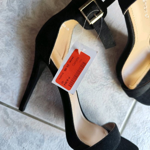 Black high-heeled sandals Bozikis new, size 40