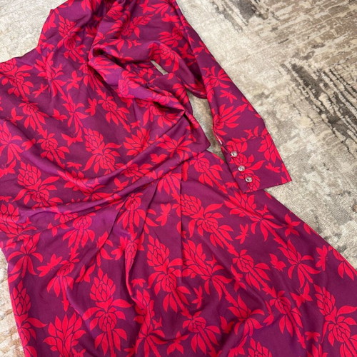 Karavan maxi dress one shoulder size S used, satin pink purple