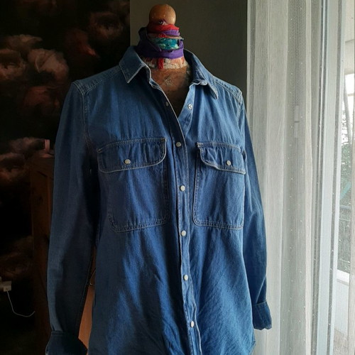 Women's denim shirt with long sleeves used
