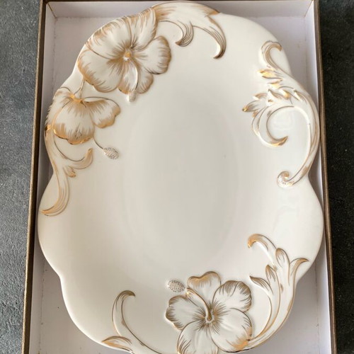 Serving plate new, 24 karat gold