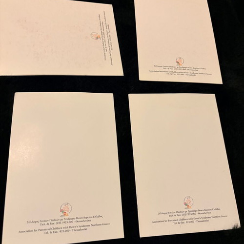 Set of 4 vintage artistic cards Parents Association of Children with Down Syndrome like new