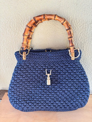 Knitted Handbag new, medium size, blue