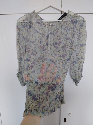 See Through Floral Blouse Zara like new, sizes S M, colorful purple