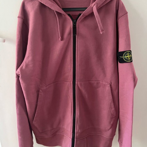 Stone Island men's cotton fleece zip hoodie like new, size XL, rose