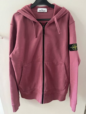 Stone Island men's cotton fleece zip hoodie like new, size XL, rose