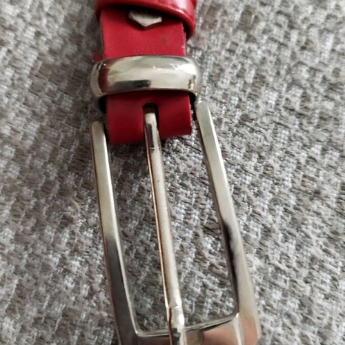 Red belt like new with silver buckle 90cm