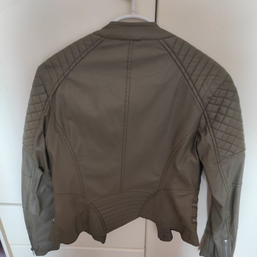 Leatherette jacket olive new, size S