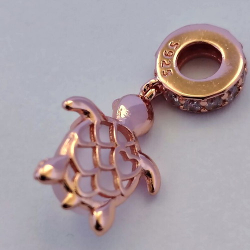 Charm pink sea turtle silver S925 with Murano new