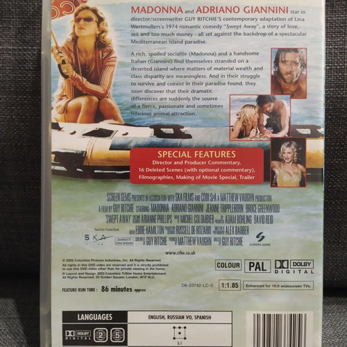 Swept Away DVD used, comedy, romance, with subtitles