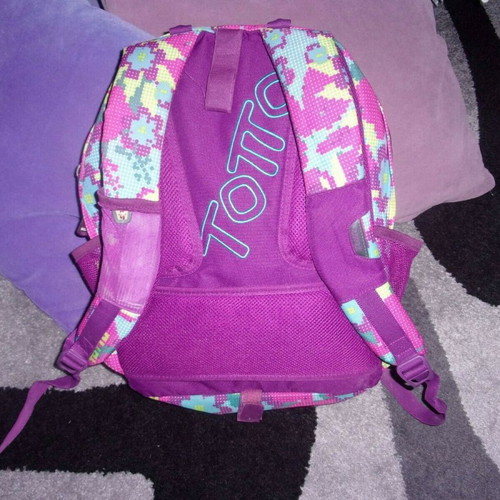 TOTTO school backpack and pencil case used, purple