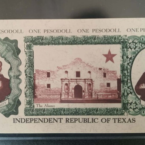 Uncirculated Independent Republic of Texas 1 Pesodoll banknote