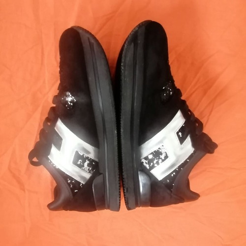 Hogan H222 Sport Shoes Like New Black Suede Velvet with Sequins Size 37