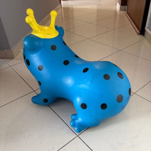 Jumpy inflatable frog toy used, blue, 12+ months