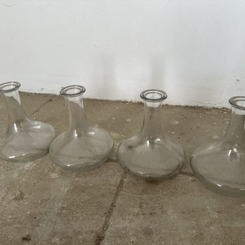 Clear Glass Carafes Set of 4 Used Decorative Vase Bottles