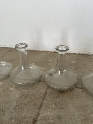 Clear Glass Carafes Set of 4 Used Decorative Vase Bottles