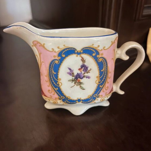 Limoge porcelain milk jug used, hand-painted vintage