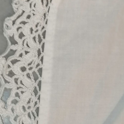 Two mid-century towels, one in excellent condition with lace, the other moderate