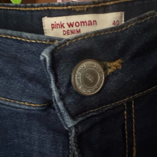 Pink Woman slim women's jeans like new, blue with fading