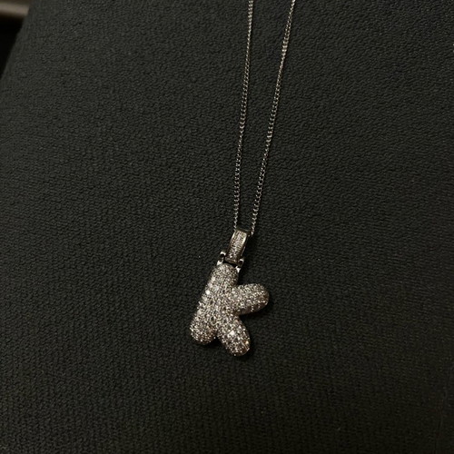 Necklace with stainless steel chain letter K new
