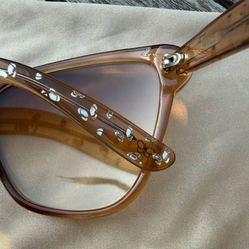 Bottega Veneta Crystal Yellow Honey Glitter Butterfly Sunglasses