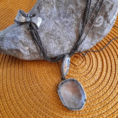 Evita Peroni necklace used, silver color, 38cm length