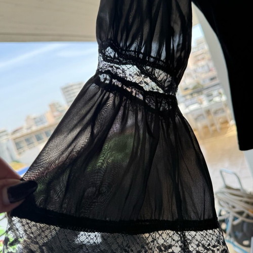 Velvet blouse new, black with transparent sleeves size M
