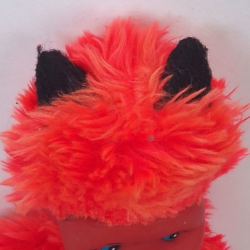 Vintage Monchhichi Old Red Devil Doll used, 70s, height 22 cm