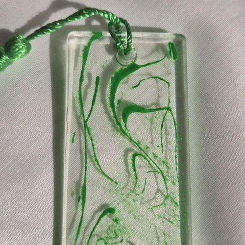Handmade bookmark from resin with green waves new