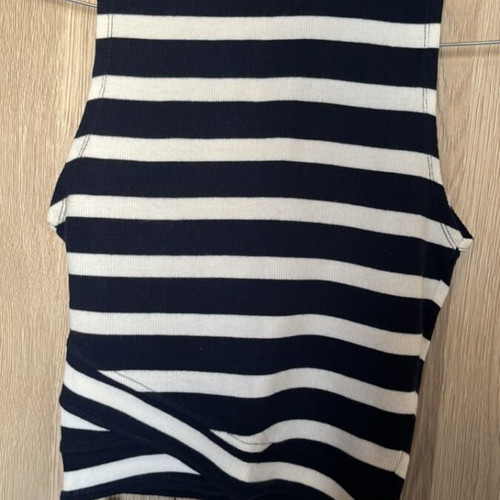 Pull & Bear Mariniera Ribbed Top like new, size S, white and blue