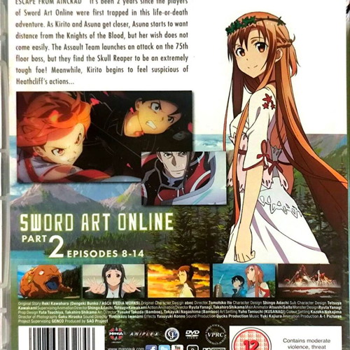 Sword Art Online DVD parts 1 and 2 used, English subtitles