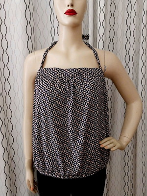 Swimwear top new, size XXL 44, multicolor with geometric pattern