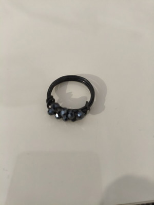 Handmade wire-wrapped ring with black crystals like new