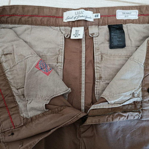 H&M L.O.G.G. men's fabric pants used, brown skinny fit size 31