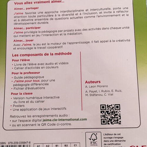 J'aime Pour Tous French Language Book like new