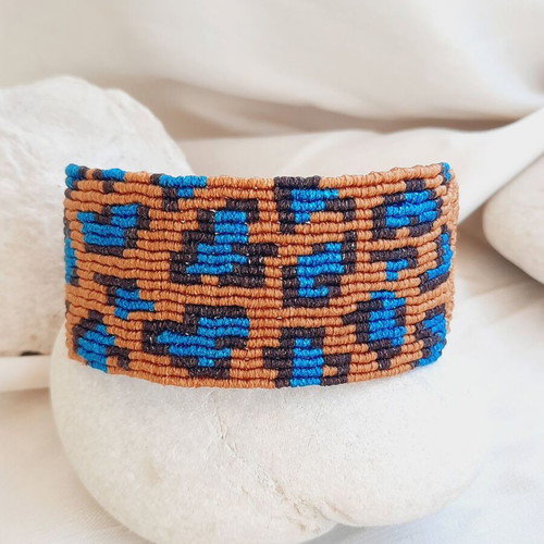 Handmade Macrame Bracelet Animal Print Boho Statement Cuff new
