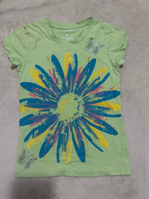 Girls green t-shirt used, size 122 cm, 6 years, 100% cotton