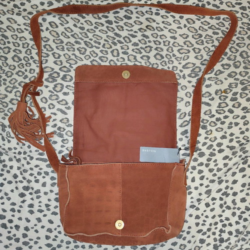 Parfois crossbody bag new, 100% suede leather, brown and red