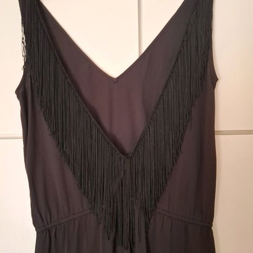 Stradivarius jumpsuit like new, black with fringes
