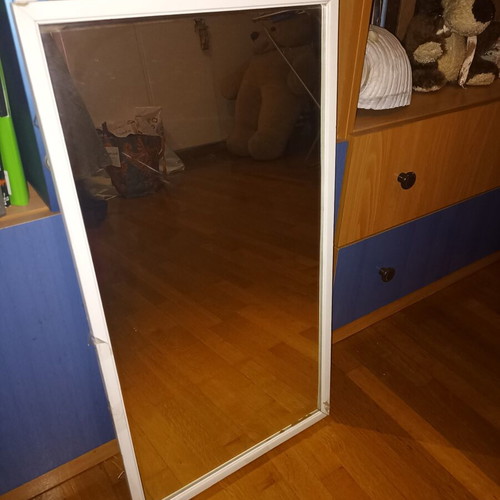 Mirror with hanging option, white frame